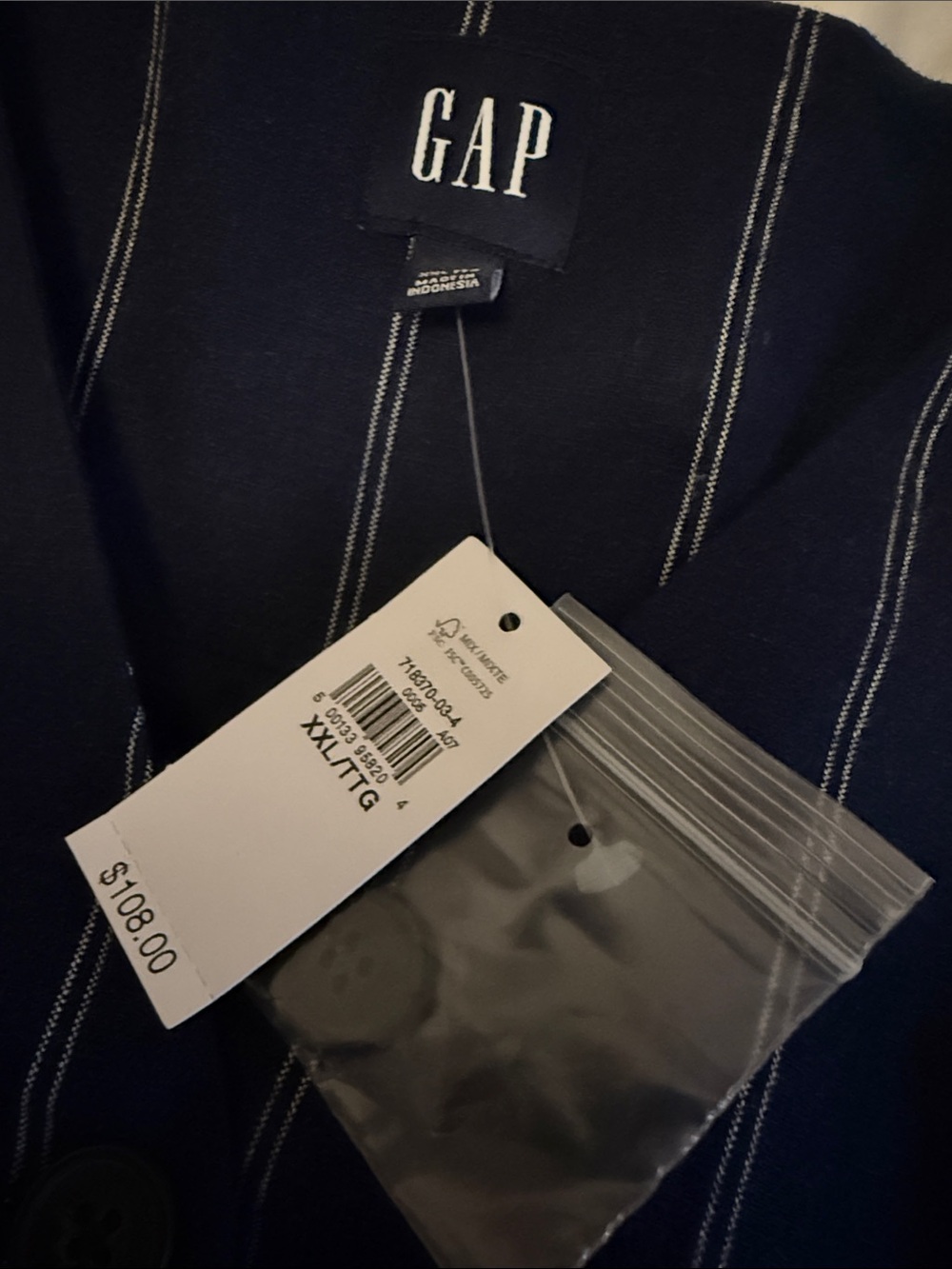 GAP Navy Pinstripe Sleeveless Vest - Picture 2 of 2